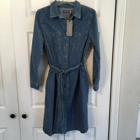 Mint Velvet | Dresses | Mint Velvet Belted Denim Midi Dress | Poshmark